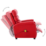 ZNTS Wing Back Electric Massage Reclining Chair Red Faux Leather 3074423
