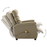ZNTS Wing Back Electric Massage Reclining Chair Cappuccino Faux Leather 3074424