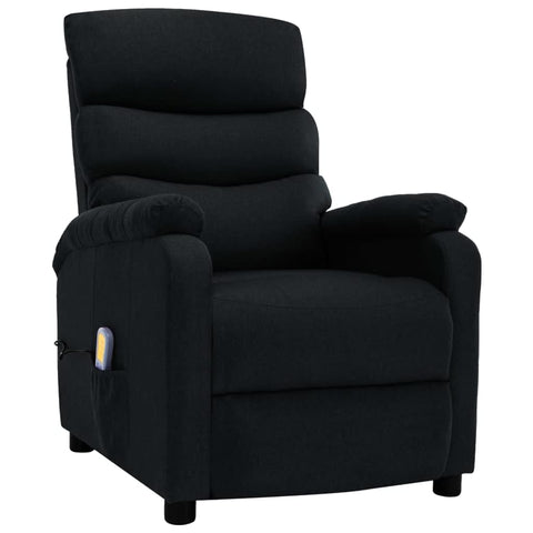 ZNTS Wing Back Electric Massage Recliner Black Fabric 3074427