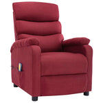 ZNTS Wing Back Electric Massage Recliner Wine Red Fabric 3074428