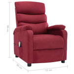 ZNTS Wing Back Electric Massage Recliner Wine Red Fabric 3074428