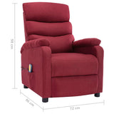 ZNTS Wing Back Electric Massage Recliner Wine Red Fabric 3074428