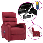 ZNTS Wing Back Electric Massage Recliner Wine Red Fabric 3074428