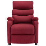 ZNTS Wing Back Electric Massage Recliner Wine Red Fabric 3074428