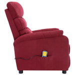 ZNTS Wing Back Electric Massage Recliner Wine Red Fabric 3074428