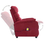 ZNTS Wing Back Electric Massage Recliner Wine Red Fabric 3074428