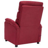 ZNTS Wing Back Electric Massage Recliner Wine Red Fabric 3074428