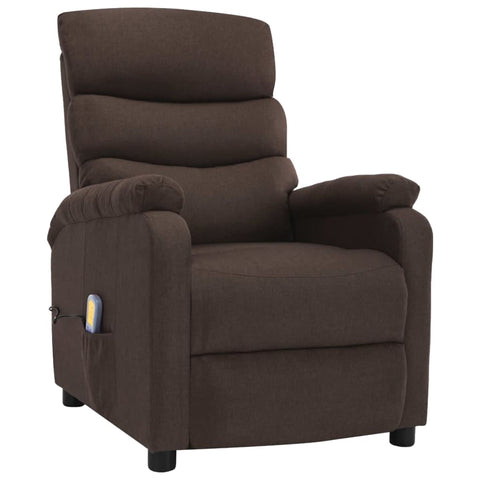 ZNTS Wing Back Electric Massage Recliner Brown Fabric 3074429