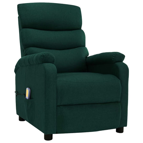 ZNTS Wing Back Electric Massage Recliner Dark Green Fabric 3074431