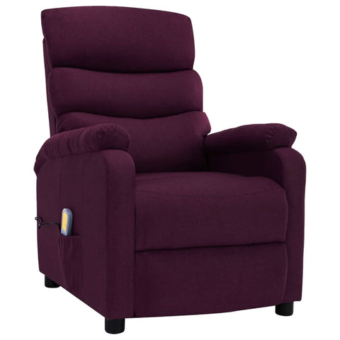 ZNTS Wing Back Electric Massage Recliner Purple Fabric 3074432