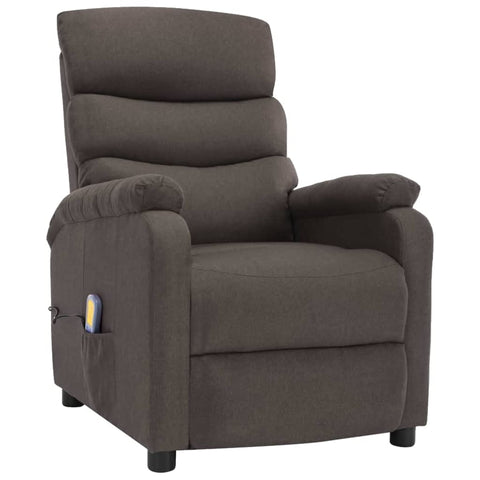 ZNTS Wing Back Electric Massage Recliner Taupe Fabric 3074433