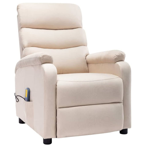 ZNTS Wing Back Electric Massage Recliner Cream Fabric 3074434