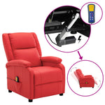 ZNTS Wing Back Electric Massage Recliner Red Faux Leather 3074440
