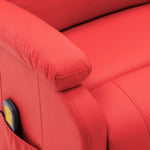 ZNTS Wing Back Electric Massage Recliner Red Faux Leather 3074440