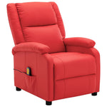 ZNTS Wing Back Electric Massage Recliner Red Faux Leather 3074440