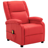 ZNTS Wing Back Electric Massage Recliner Red Faux Leather 3074440
