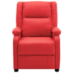 ZNTS Wing Back Electric Massage Recliner Red Faux Leather 3074440