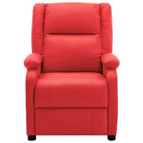 ZNTS Wing Back Electric Massage Recliner Red Faux Leather 3074440