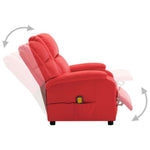ZNTS Wing Back Electric Massage Recliner Red Faux Leather 3074440