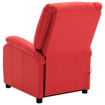 ZNTS Wing Back Electric Massage Recliner Red Faux Leather 3074440