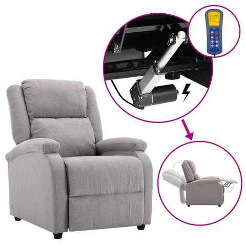 ZNTS Wing Back Electric TV Recliner Chair Light Grey Fabric 3074443