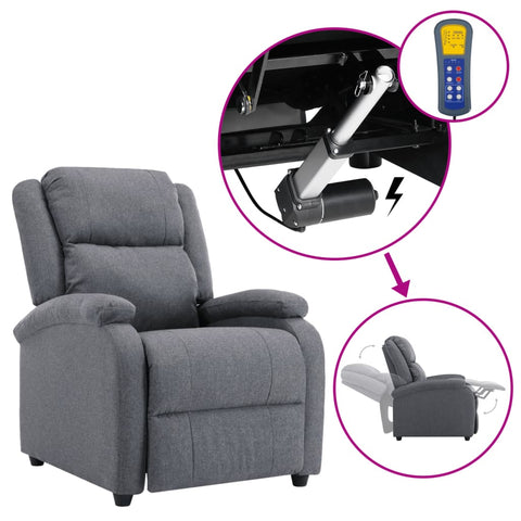 ZNTS Wing Back Electric TV Recliner Chair Dark Grey Fabric 3074444