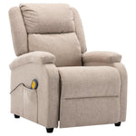 ZNTS Wing Back Electric Massage Recliner Cream Fabric 3074446