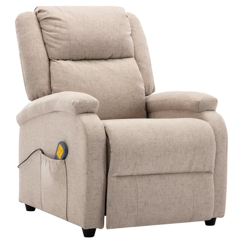 ZNTS Wing Back Electric Massage Recliner Cream Fabric 3074446