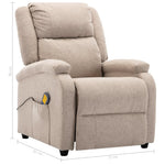 ZNTS Wing Back Electric Massage Recliner Cream Fabric 3074446