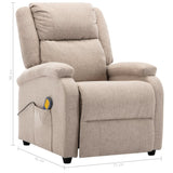 ZNTS Wing Back Electric Massage Recliner Cream Fabric 3074446