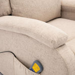 ZNTS Wing Back Electric Massage Recliner Cream Fabric 3074446