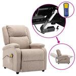 ZNTS Wing Back Electric Massage Recliner Cream Fabric 3074446