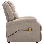 ZNTS Wing Back Electric Massage Recliner Cream Fabric 3074446