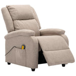 ZNTS Wing Back Electric Massage Recliner Cream Fabric 3074446