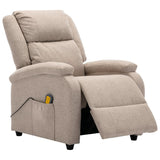 ZNTS Wing Back Electric Massage Recliner Cream Fabric 3074446