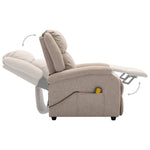 ZNTS Wing Back Electric Massage Recliner Cream Fabric 3074446