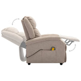 ZNTS Wing Back Electric Massage Recliner Cream Fabric 3074446