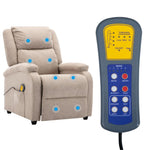 ZNTS Wing Back Electric Massage Recliner Cream Fabric 3074446