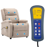 ZNTS Wing Back Electric Massage Recliner Cream Fabric 3074446