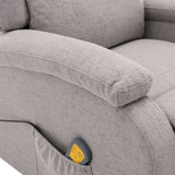 ZNTS Wing Back Electric Massage Recliner Light Grey Fabric 3074447
