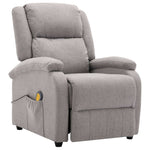 ZNTS Wing Back Electric Massage Recliner Light Grey Fabric 3074447