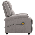 ZNTS Wing Back Electric Massage Recliner Light Grey Fabric 3074447