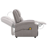 ZNTS Wing Back Electric Massage Recliner Light Grey Fabric 3074447