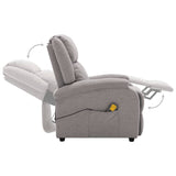 ZNTS Wing Back Electric Massage Recliner Light Grey Fabric 3074447