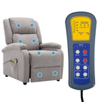 ZNTS Wing Back Electric Massage Recliner Light Grey Fabric 3074447