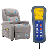 ZNTS Wing Back Electric Massage Recliner Light Grey Fabric 3074447