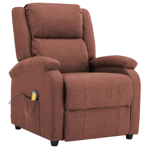 ZNTS Wing Back Electric Massage Recliner Brown Fabric 3074449