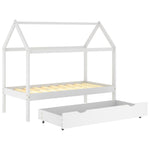 ZNTS Kids Bed Frame with a Drawer White Solid Pine Wood 80x160 cm 322140