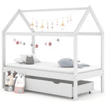 ZNTS Kids Bed Frame with a Drawer White Solid Pine Wood 80x160 cm 322140