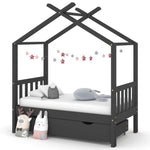 ZNTS Kids Bed Frame with a Drawer Dark Grey Solid Pine Wood 70x140cm 322151